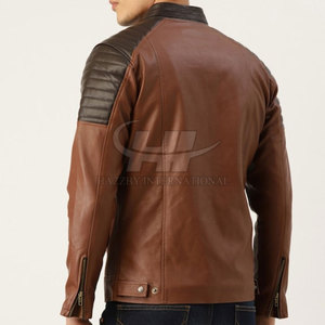 Men <b>Winter</b> <b>Leather</b> <b>Jacket</b> with Stand Collar Eco-Friendly & Breathable Long Sleeve Customizable Design High Street Fashion - Product Image 3