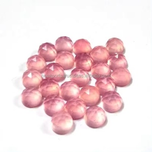 พลอยแคลเซโดนีสีชมพูธรรมชาติขนาด 10 มม. รูปทรงกลมแบนแบบโรสคัท ขายส่งพลอยหลวมสำหรับทำเครื่องประดับดีไซน์แฮนด์เมด คอลเลคชั่นที่ดีที่สุด - Product Image 2