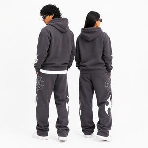 Wholesale Graphic 2PC Tracksuit Set <b>Full</b> <b>Zip</b> <b>Hoodie</b> Matching Sweatpants Cotton Fleece Custom Print Unisex Streetwear - Product Image 3