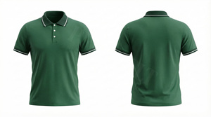 Camiseta Polo Personalizada con Nombre de Marca Propia, Cuello a Rayas Verde, Cierre de Botones Cómodo y Elegante, Camiseta Polo de Algodón de Secado Rápido - Product Image 2
