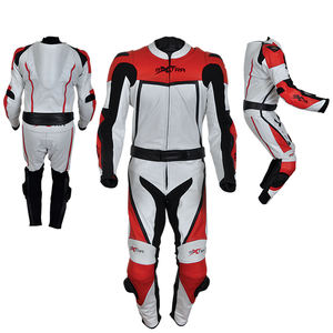 Combinaison de motocross en cuir de vache en 2 pièces avec tous les logos et protections - Product Image 3