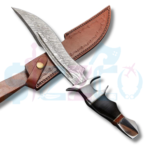 OEM Wholesale 15" Factory Made <b>Cheap</b> Low Price Handmade Damascus Steel Bull Horn Handle Hunting Camping Knife Ideal <b>Gift</b> - Product Image 3