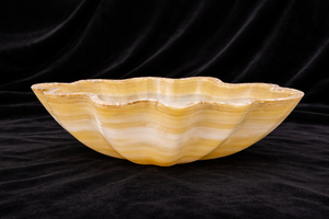 Vasque sculptée à la main en onyx naturel en forme de fleur, lavabo de luxe en marbre pour salle de bain - Product Image 3