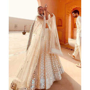 Robes de soirée élégantes à porter Lehenga Choli avec fil et miroir en papier - Product Image 4