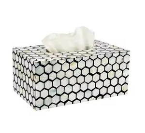 Elegante Dispensador de Servilletas de Mesa Negro con Incrustaciones Blancas de Nácar, Decoración para el Hogar, Comedor, Oficina, Juego de Regalo - Product Image 5