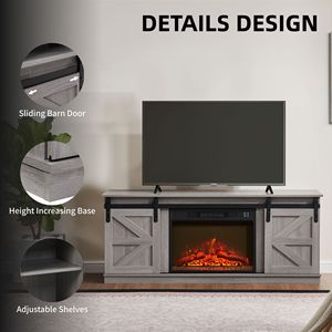 Mobile TV in Stile Rustico con Porta Scorrevole e Armadietti per TV fino a 65 Pollici - Product Image 3