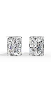 Radiant Cut Cubic Zirconia Stud Earrings in Sterling Silver <b>Rectangular</b> Solitaire <b>Basket</b> Set Fine Jewelry for Women - Product Image 5