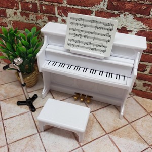 Mini Piano de Juguete de Plástico Blanco con Banco, Instrumento Musical Portátil, Decoración DIY para Mayores de 14 Años - Product Image 4