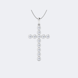 Collar con Colgante de Cruz con Diamantes Redondos de 1.40CTW con Engaste de Bisel para Mujer - Product Image 2