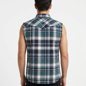 Chemises sans manches unisexes en flanelle à carreaux de coton épais, écologiques, pour hommes, style mode, vente chaude, luxe - Product Image 2