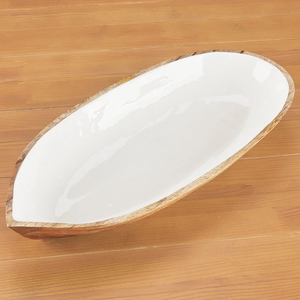 Bol de service en bois de manguier écologique, design naturel, motif décoratif incrusté, cuillère polie, jetable, pour la décoration intérieure et la vente au détail - Product Image 4