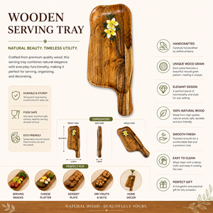 Planche de service en bois artisanale avec motif floral |   Planche à fromage rustique en bois |   Plateau de service pour les collations - Product Image 5