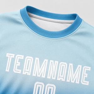 Camiseta de Fútbol de Manga Larga para Hombre, Modelo 00, Color Azul Degradado, Cuello Redondo, Tejido Transpirable de Poliéster, Uniforme de Fútbol - Product Image 6