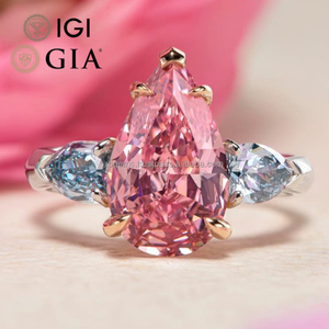 RB Gems Bague d'éternité de mariage en argent sterling plaqué or rose, avec moissanite de laboratoire CVD HPHT certifiée IGI, taille poire, pour anniversaire et fête - Product Image 1