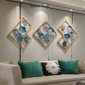 Daystar Trade Metal Wall Art Abstract Geometric Single-piece Wall Sculpture Floral Pattern Blue <b>Decorative</b> <b>Accents</b> Modern - Product Image 1