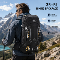 40L(35+5) Ransel Hiking Camping Tahan Air dengan Rangka Eksternal, Penutup Hujan, Tas Punggung Profesional untuk Olahraga Luar Ruangan, Perjalanan, dan Aktivitas Sehari-hari, Bahan Nilon Nasional