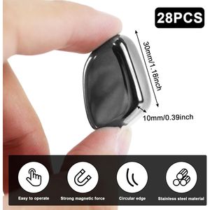 Paquete de 28 imanes negros fuertes para nevera, imanes pequeños y resistentes para pizarra blanca, para oficina, aula, paquete de 28 imanes pequeños - Product Image 2