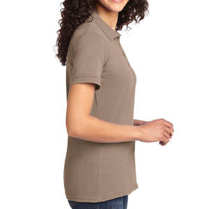 Women <b>Short</b> <b>Sleeve</b> Polo Shirt Solid Color Contrast Collar <b>Button</b> <b>Up</b> Casual Knitted Top Custom Logo - Product Image 3