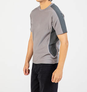 Wholesale Sports Style T-<b>Shirt</b> Grey & <b>White</b> Piping Design Crew Neck T-<b>Shirt</b> Breathable <b>Short</b> <b>Sleeve</b> OEM Custom Athletic T-<b>Shirt</b> - Product Image 3