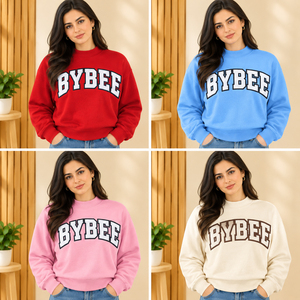 เสื้อสเวตเตอร์คอเต่าสีครีมสำหรับผู้หญิง Bybee ปักลายตัวอักษรกรีก สำหรับชมรมนักศึกษา ชุดนักศึกษา ชุดมหาวิทยาลัย ชุดไปโรงเรียน - Product Image 5