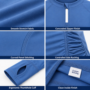 Customized <b>Women</b> Ladies Sun Protection Surfing Swimming <b>Rash</b> Shirts with Front Zipper <b>Rash</b> <b>Guards</b> - Product Image 5