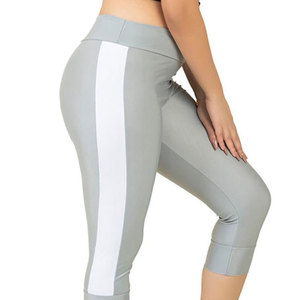 Leggings Capri para Mujer, Cortos, para Gimnasio, con Paneles Laterales, Spandex, Alta Elasticidad, Cintura Baja, Diseño Sólido, Secado Rápido - Product Image 4