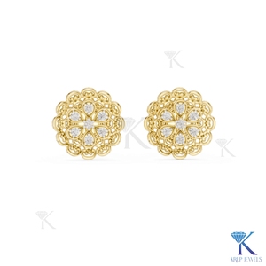 Lab Grown CVD Diamond Floral Filigree Stud <b>Earrings</b> In Solid Gold Vintage Style <b>Fine</b> Women Jewellery Manufacturer Wholesale - Product Image 2