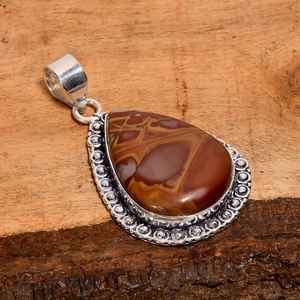 Colgante de Plata 925 con Jaspe Noreena en Forma de Pera, Joyería Bohemia Hecha a Mano, Regalo para Mujer - Product Image 4