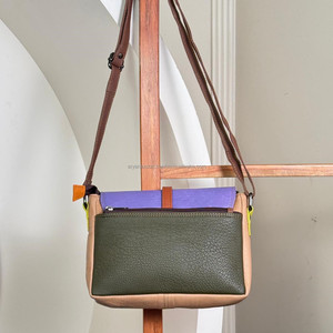 Wholesale Hot Selling Recycled Leather Crossbody Bag Shoulder Purse with Buckle Colorful Leather Fashion Messenger Bag for Women - Product Image 5