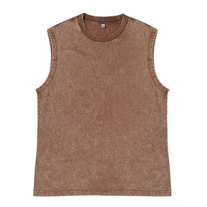 Camiseta sin mangas de algodón pesado para hombre, transpirable, ecológica, con cuello redondo, 180g, color liso, estilo vintage lavado, corte muscular, precio económico - Product Image 4