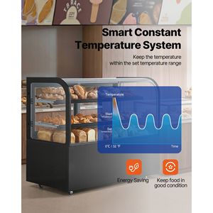 Equipo de Refrigeración Comercial para Cocina, Vitrina Exhibidora de Pasteles y Tartas de 2 Niveles con Iluminación LED, 17.6 Pies Cúbicos/550L - Product Image 4