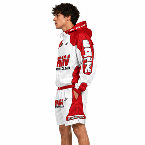 Veste coupe-vent tendance personnalisée en deux pièces, style racer, fermeture éclair, nylon, polyester, streetwear, survêtement pour homme, coupe-vent léger, sweat à capuche - Product Image 3