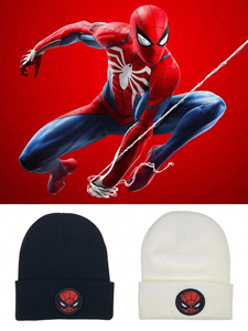 Spider-Man Embroidered Beanie Hat Unisex Adult Black Knit <b>Winter</b> <b>Cap</b> Character Design Casual Wear Beanie Hats For Men And Women - Product Image 6