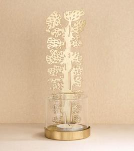Gold Metal Monstera <b>Leaf</b> Tea <b>Light</b> Holder with Die Cut Design for Home Decoration - Product Image 1