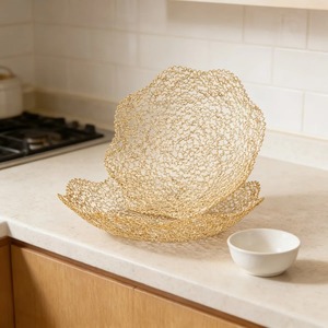 Stylish Gold Metal Fruit <b>Basket</b> Perfect for <b>Table</b> Centerpiece Serving Guests and Gifting Hamper Purpose Handcrafted From India - Product Image 6