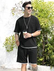 Ensemble polo à manches courtes et short pour homme Babioboa, tenue d'été en deux pièces, 3 poches, fermeture éclair, survêtement décontracté pour le sport quotidien - Product Image 3