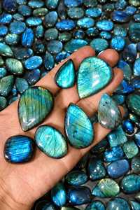 Cabujón de Labradorita Natural Azul Brillante al por Mayor, Gema Suelta con Efecto de Fuego Azul, Cristal de Cuarzo para Fabricación de Joyas - Product Image 1