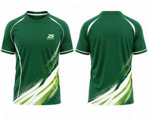 Camiseta Deportiva ZS SPORTS para Hombre, Verde con Estampado Geométrico, Manga Corta, Secado Rápido, Ecológica, 220g, 100% Poliéster, Corte Regular, Cuello Redondo - Product Image 1