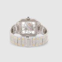 Montre de luxe octogonale en diamant, boîtier en or blanc, mouvement mécanique, affichage analogique avec chiffres romains, fermoir déployant, montre unisexe