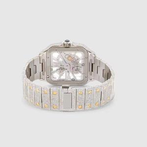 Luxury Octagon Diamond <b>Watch</b> White Gold <b>Case</b> Mechanical Movement Roman Numeral Analog Display Deployment Clasp Unisex Timepiece - Product Image 5