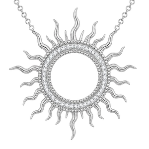 Collier pendentif tendance en argent 925 plaqué or 18 carats avec moissanite soleil éclatant, motif cercle ouvert et rayons ondulés, pour femme, idéal pour les soirées - Product Image 2
