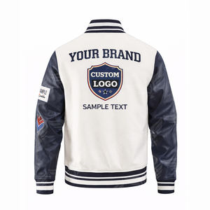 เสื้อแจ็คเก็ตวาร์ซิตี้ผู้ชายรุ่นคัสตอม ปี 2026 สีแดงขาว แจ็คเก็ตเลตเตอร์แมนแบบบอมเบอร์ ปักโลโก้ เสื้อแจ็คเก็ตเบสบอลแบบวิทยาลัย - Product Image 4