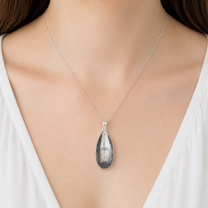 Pendentif en pierre précieuse naturelle Orthocères, argent sterling 925, plaqué or rose et or jaune, cabochon en forme de larme, bijoux faits à la main pour hommes - Product Image 2
