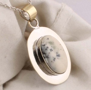 Natural Black Onyx Bezel Setting Charms 925 Sterling Silver Jewelry <b>Tree</b> Pattern Vintage Style Moss <b>Necklace</b> - Product Image 3
