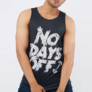 Camiseta sin mangas de punto para hombre, talla grande, transpirable, de secado rápido, con impresión de logotipo personalizado, poliéster/algodón de alta calidad, venta al por mayor - Product Image 5