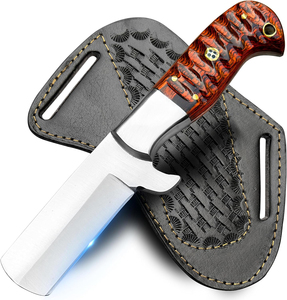 Couteau de boucher à lame fixe forgé à la main, robuste, à tranchant très affûté, avec manche ergonomique en bois, en acier au carbone de qualité supérieure - Product Image 1