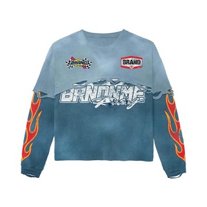 100% cotton T-<b>shirt</b> for men loose fit printed Men Double Layer <b>Waffle</b> Knit T <b>Shirt</b> GSM Cotton Blend Sleeve Print Embroidery Logo - Product Image 2