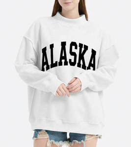 Sweat-shirt bicolore à col montant pour femme en tissu molletonné Spandex/Coton, coupe oversize, haute qualité, service OEM, chaud, avec badge imprimé, pour l'hiver - Product Image 4