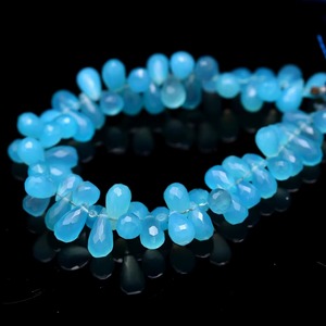 Perles de chalcédoine naturelle facettées en forme de goutte d'eau, perles de pierres précieuses en gros pour la fabrication de colliers, pendentifs, boucles d'oreilles et bijoux. - Product Image 6