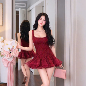 Robes de princesse sexy en soie et dentelle pour femmes, taille naturelle, coupe ajustée, sans bretelles, en mousseline, décontractées, lavables, prix d'usine, personnalisables - Product Image 4